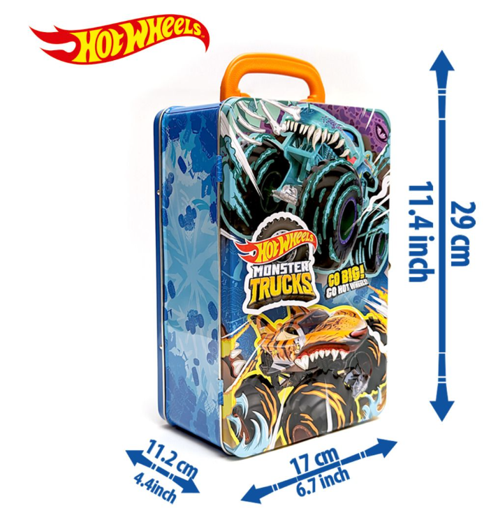 Hot Wheels Monster Trucks Tin Storage Case Assorted