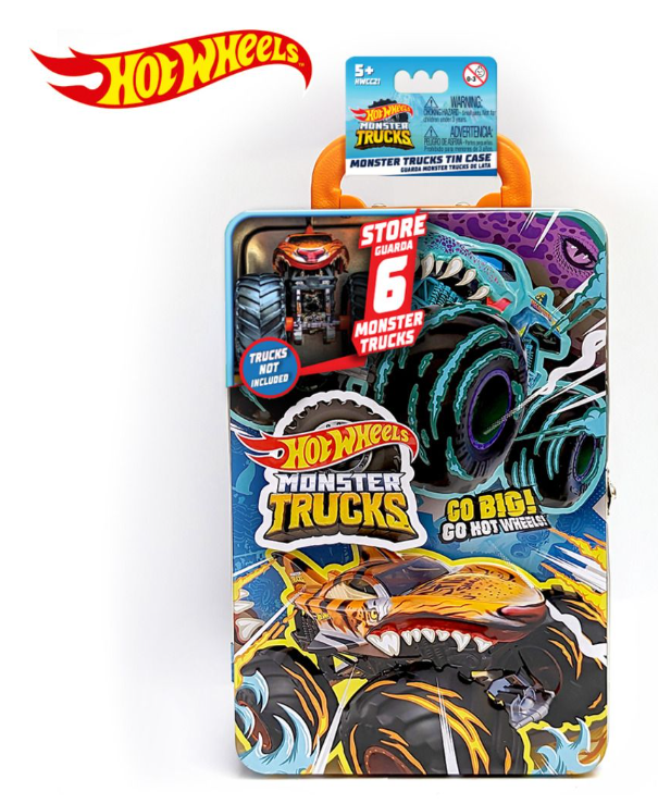 Hot Wheels Monster Trucks Tin Storage Case Assorted