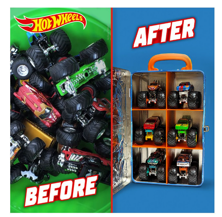 Hot Wheels Monster Trucks Tin Storage Case Assorted