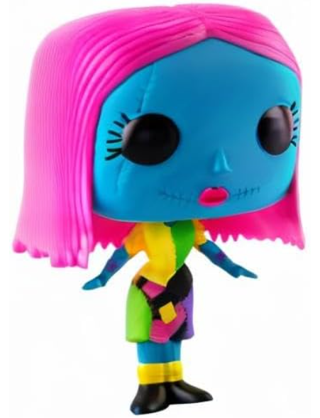 Disney The Nightmare Before Christmas Sally Blacklight Funko Pop! Vinyl, close-up detail