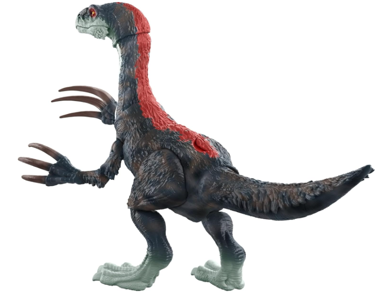 Jurassic World Dominion Slashin' Therizinosaurus Action Figure, in display