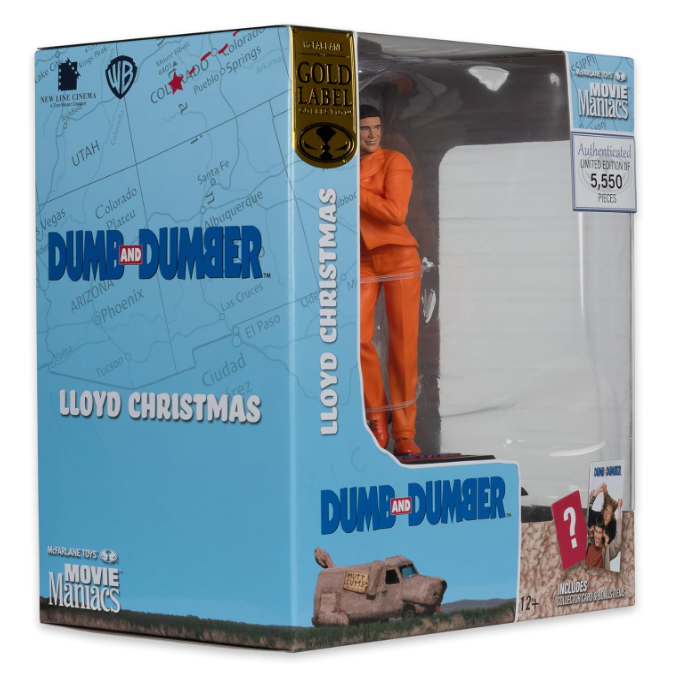 McFarlane Dumb and Dumber Movie Maniacs Lloyd Christmas (Gold Label) Figure, side angle