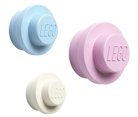 LEGO Wall Hanger Set - White, Light Blue, Pink