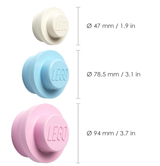 LEGO Wall Hanger Set - White, Light Blue, Pink, alternate view