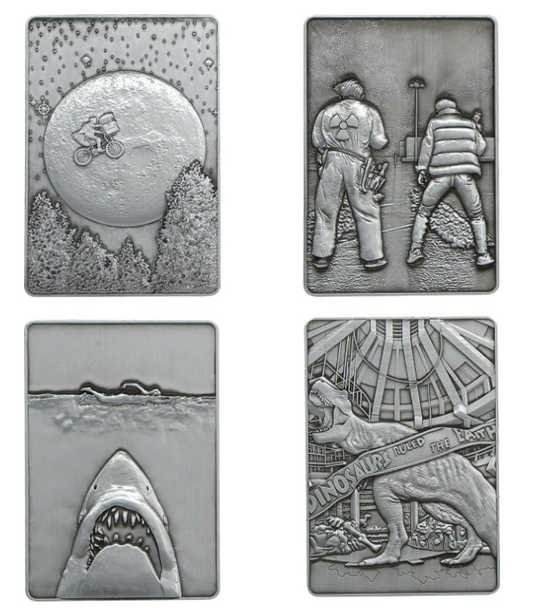 Amblin 4 Piece Metal Movie Ingot Collection Limited Edition Box Set (Back to The Future, E.T., Jaws & Jurassic Park)
