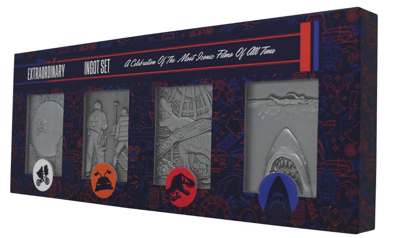 Amblin 4 Piece Metal Movie Ingot Collection Limited Edition Box Set (Back to The Future, E.T., Jaws & Jurassic Park), alterna