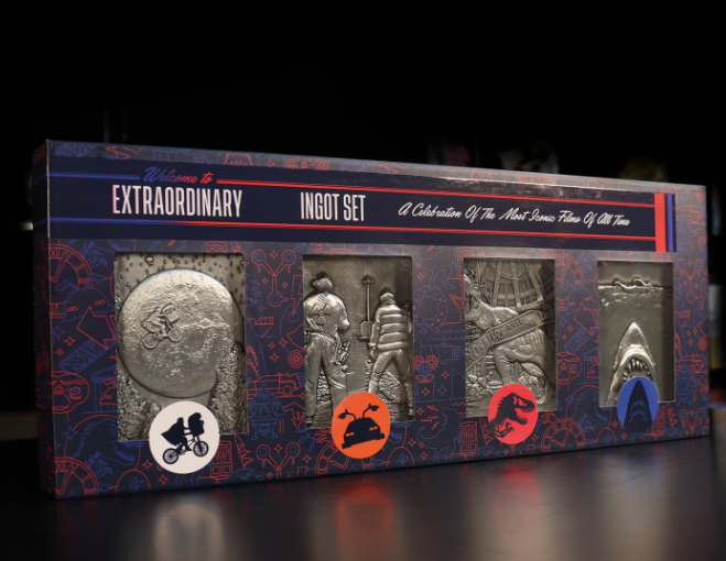 Amblin 4 Piece Metal Movie Ingot Collection Limited Edition Box Set (Back to The Future, E.T., Jaws & Jurassic Park), side an