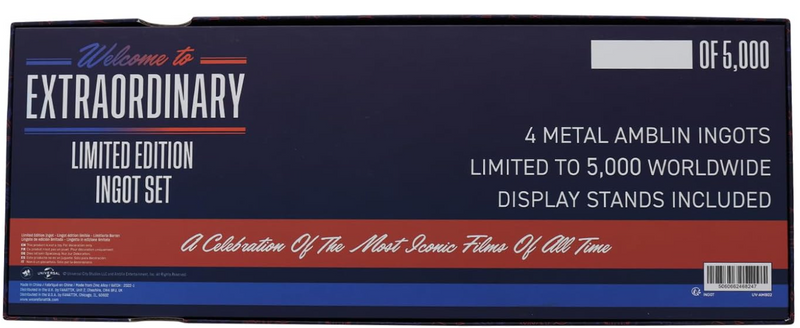 Amblin 4 Piece Metal Movie Ingot Collection Limited Edition Box Set (Back to The Future, E.T., Jaws & Jurassic Park), close-u