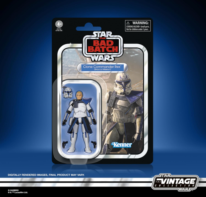 Star Wars The Vintage Collection Clone Commander Rex (Bracca Mission) Action Figure, side angle