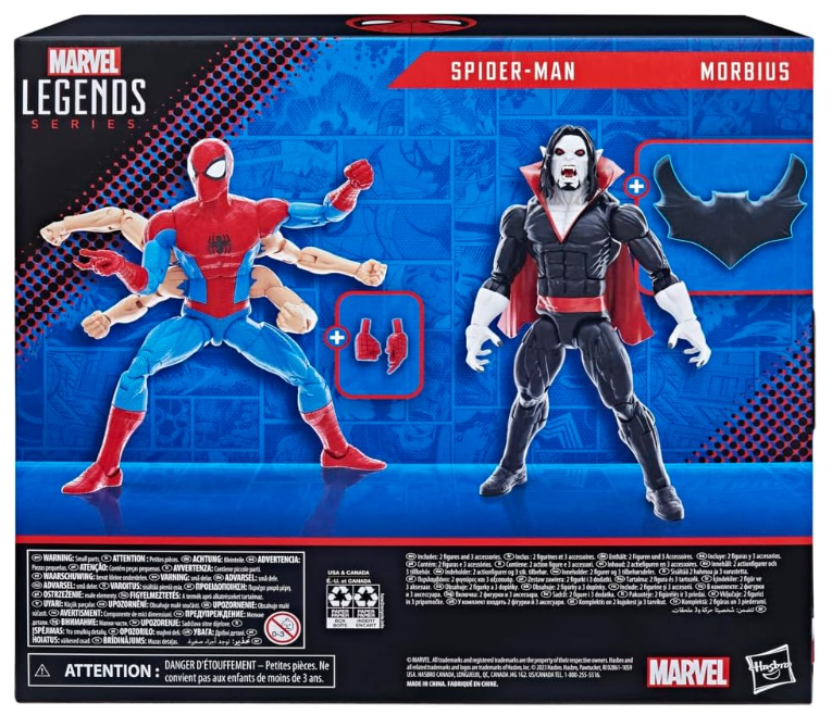 Marvel Legends Series Spider-Man vs Morbius 6" Action Figures, close-up detail
