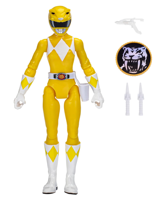 Power Rangers Mighty Morphin Yellow Ranger Action Figure, side angle