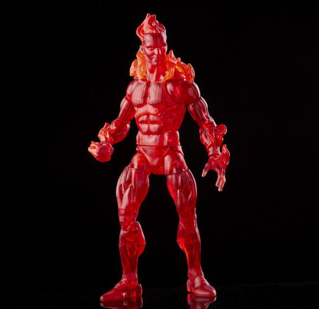 Hasbro Marvel Legends Series Retro Fantastic Four The Human Torch Action Figure, side angle