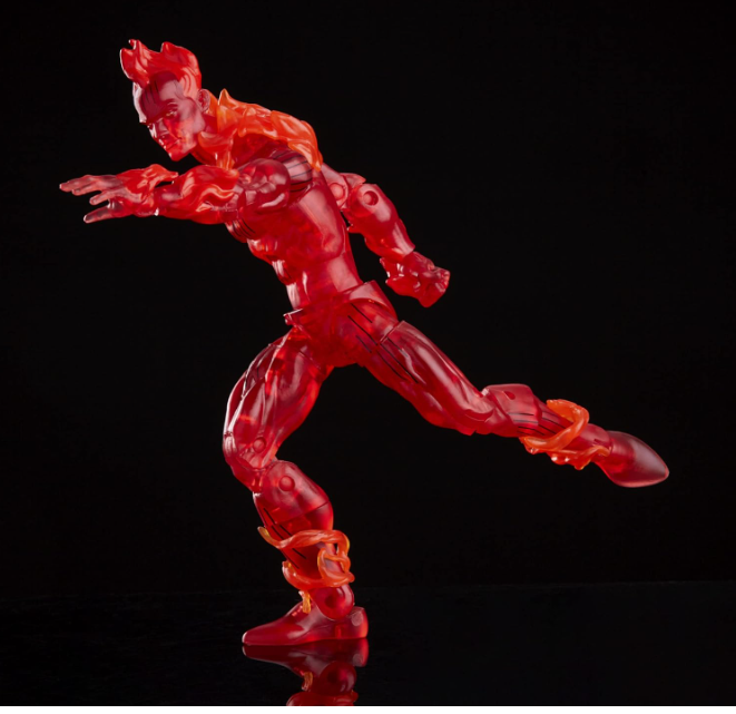 Hasbro Marvel Legends Series Retro Fantastic Four The Human Torch Action Figure, close-up detail