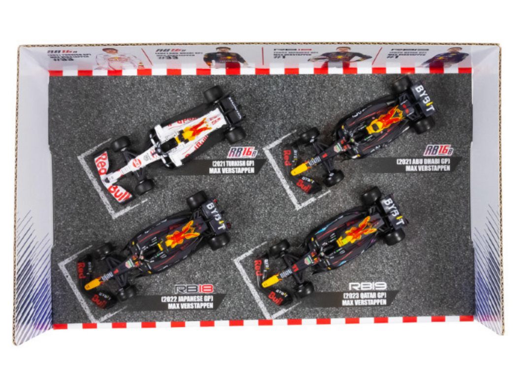 Formula 1 Red Bull Racing Max Verstappen Champion 4-Pack Diecast Model Set