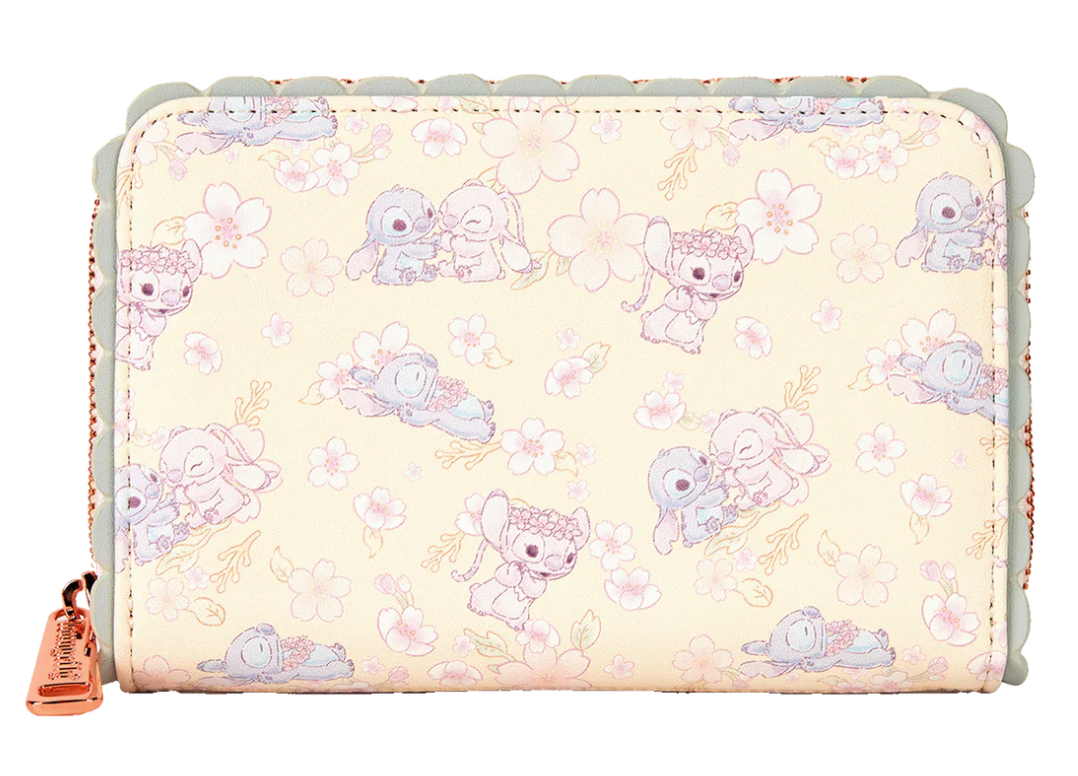 Loungefly Disney Cute Stitch Cherry Blossom Zip Around Wallet