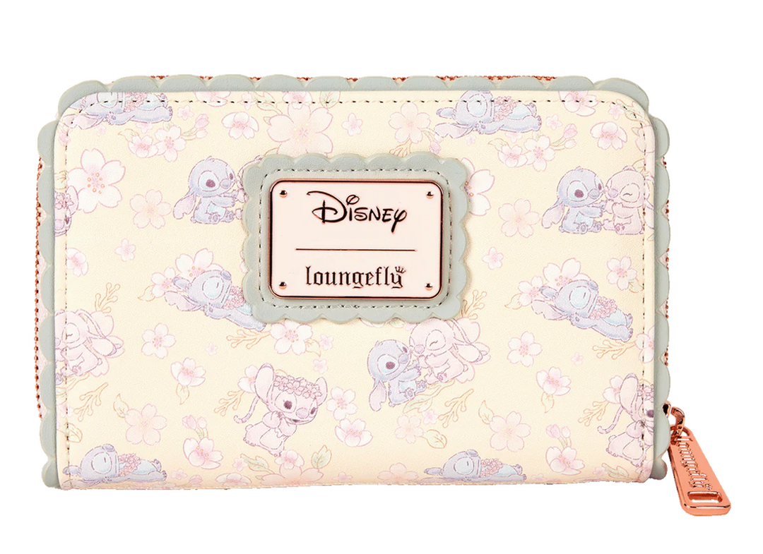 Loungefly Disney Cute Stitch Cherry Blossom Zip Around Wallet