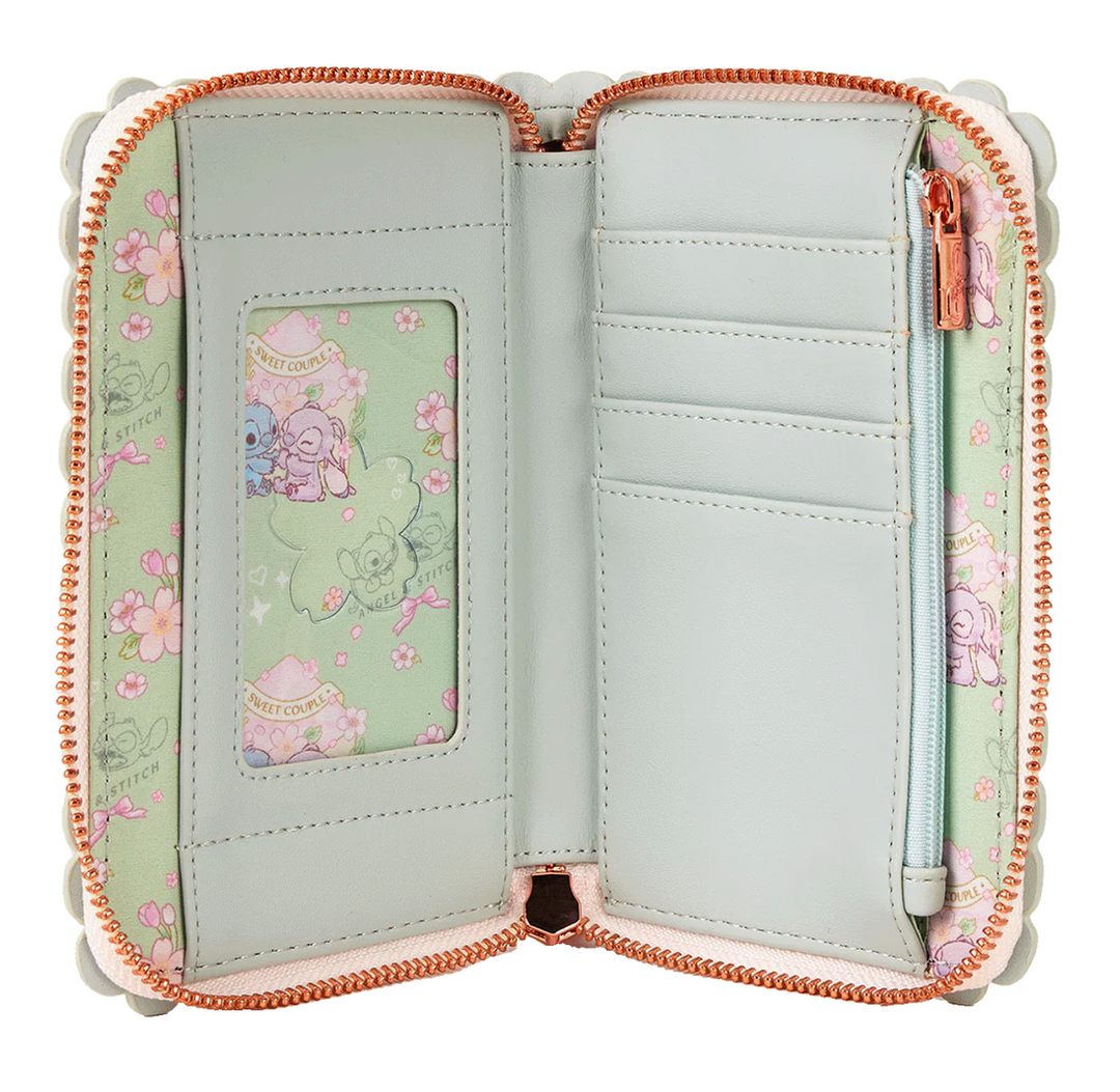 Loungefly Disney Cute Stitch Cherry Blossom Zip Around Wallet