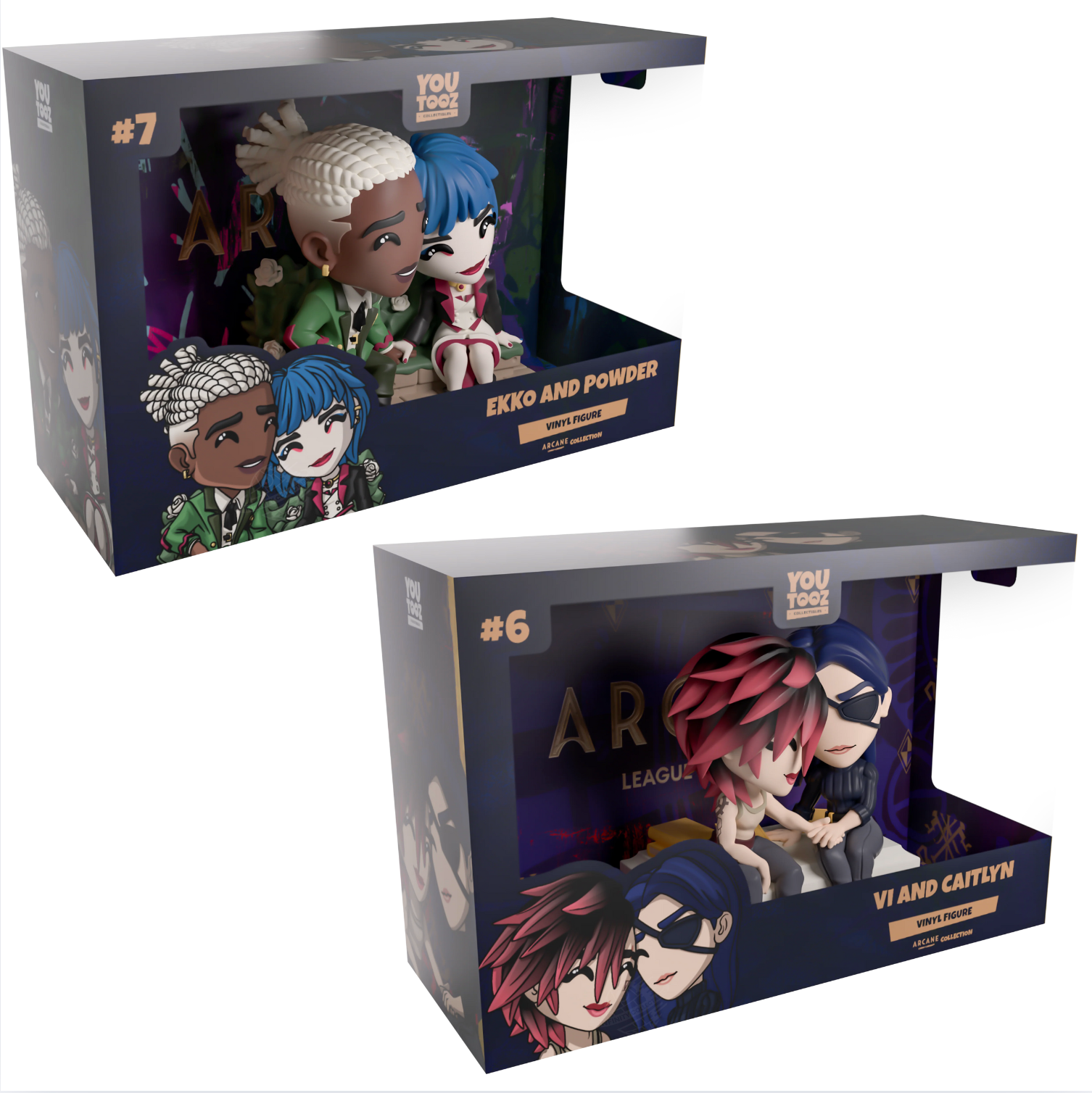 Youtooz Vi Caitlyn Ekko Powder Arcane Vinyl Figures 2 Pack Bundle