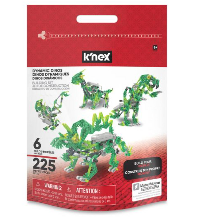 K'nex Dynamic Dino 225 Piece 6 Model Motor