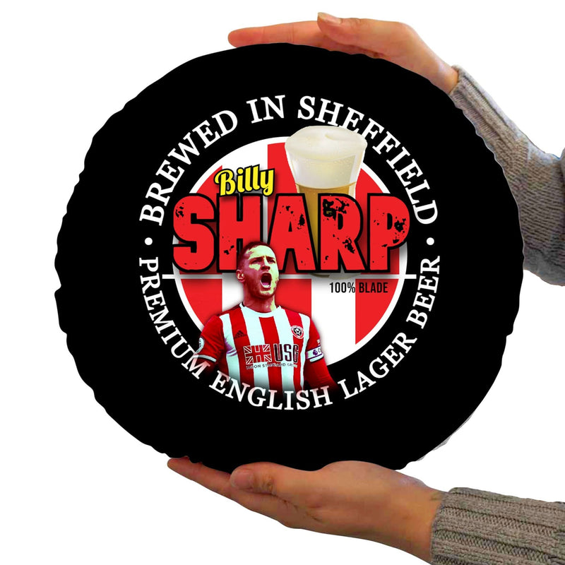 Sheffield Billy Sharp - Football Legends - Circle Cushion 14 collectible from https://britishmade.gifts/
