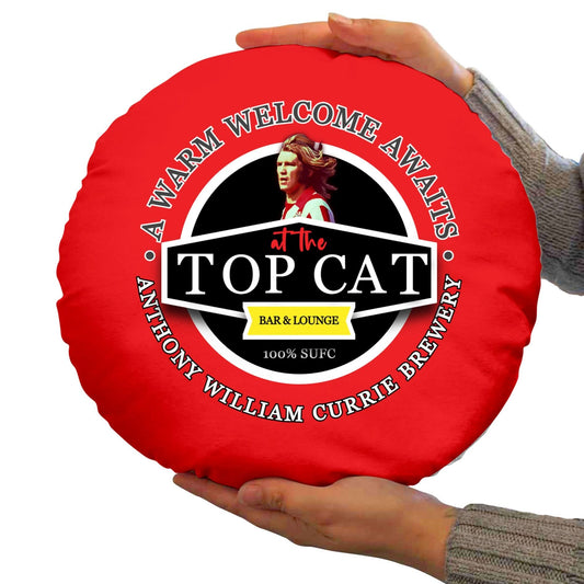 Sheffield Tony Currie - Football Legends - Circle Cushion 14 collectible from https://britishmade.gifts/