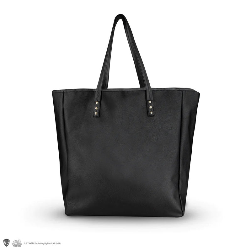 Harry Potter Hogwarts Black PU Leather Shopping Bag, close-up detail