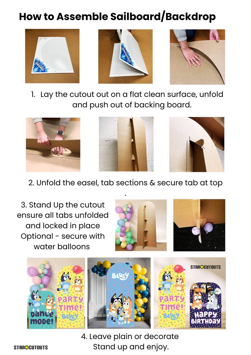 Bluey Bingo Balloon Play Party Time Child Sized Backdrop Cardboard Cut Out Height 135cmBluey Cardboard Cutout UK, in display