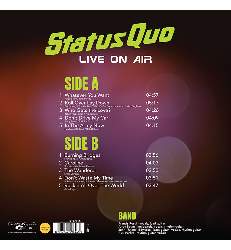 Status Quo – Live On Air (12-Inch Album on 180g Vinyl), side angle