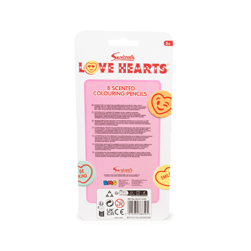 Swizzels Love Hearts Scented Colouring Pencils 8 Pack, alternate view