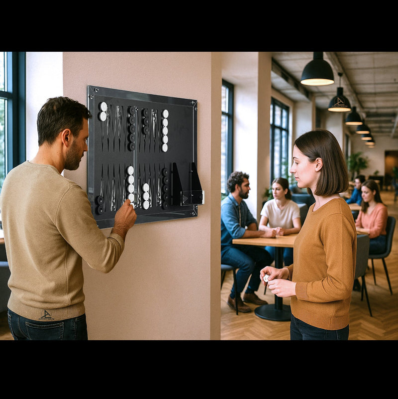 Backgammon Wall Game, in display