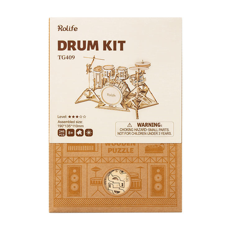 Drum Kit - Rokr 3d Wooden Puzzle, packaging shot