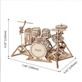 Drum Kit - Rokr 3d Wooden Puzzle, side angle
