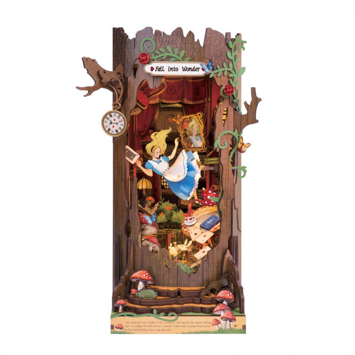 Rolife Book Nook Shelf Insert - Fall into Wonderland, close-up detail