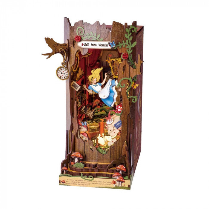 Rolife Book Nook Shelf Insert - Fall into Wonderland, side angle