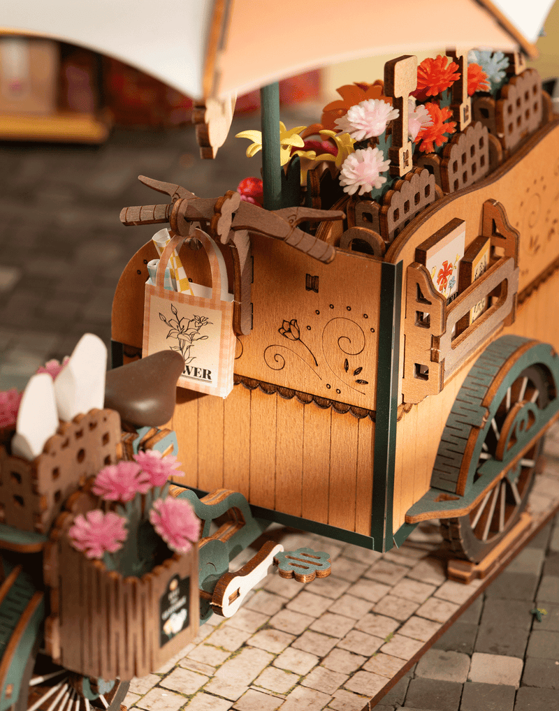 Blossom Cart 3D Wooden Puzzle, side angle