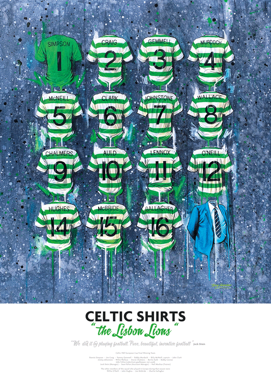 Celtic FC 'The Lisbon Lions' Shirts - A2 Signed Limited Edition Prints collectible from Terry Kneeshaw Art