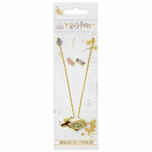 Harry Potter Gold Plated Honeydukes Necklace & Earrings, alternate view
