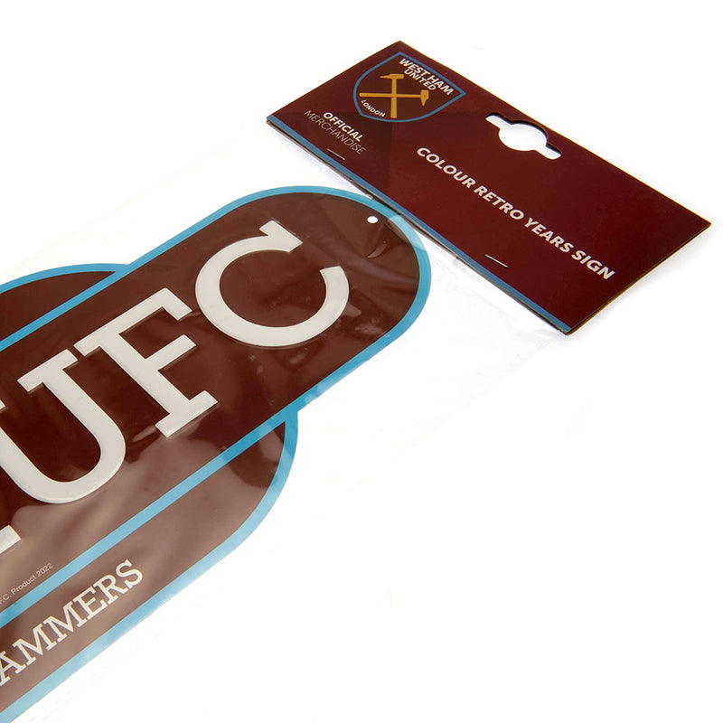 West Ham United FC Colour Retro Sign, close-up detail
