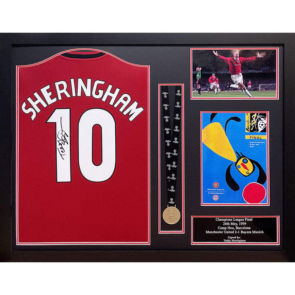 Manchester United FC Teddy Sheringham Signed Shirt & Medal (Framed)