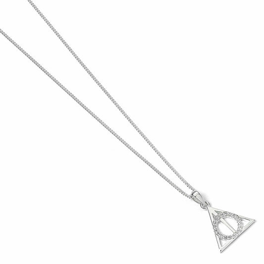 Harry Potter Sterling Silver Deathly Hallows Crystal Necklace, alternate view