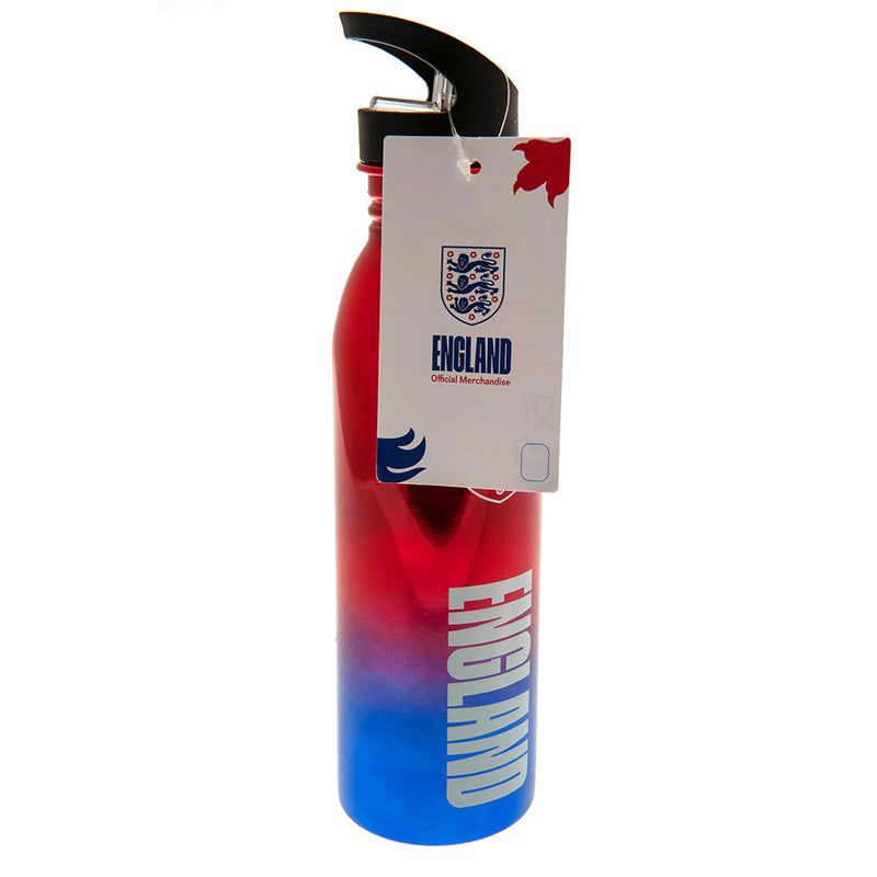 England FA UV Metallic Drinks Bottle, side angle