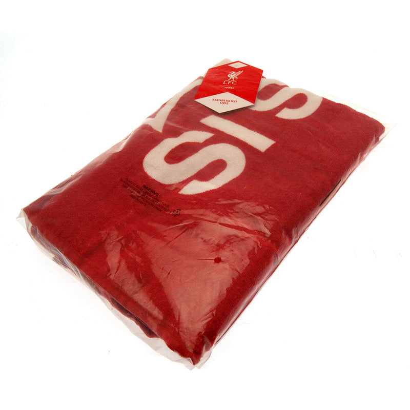 Large Soft Liverpool FC This Is Anfield Towel, side angle
