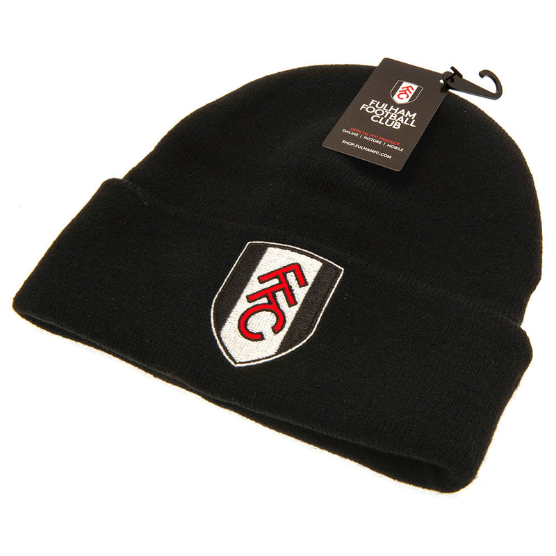 Fulham FC Black Cuff Beanie, side angle