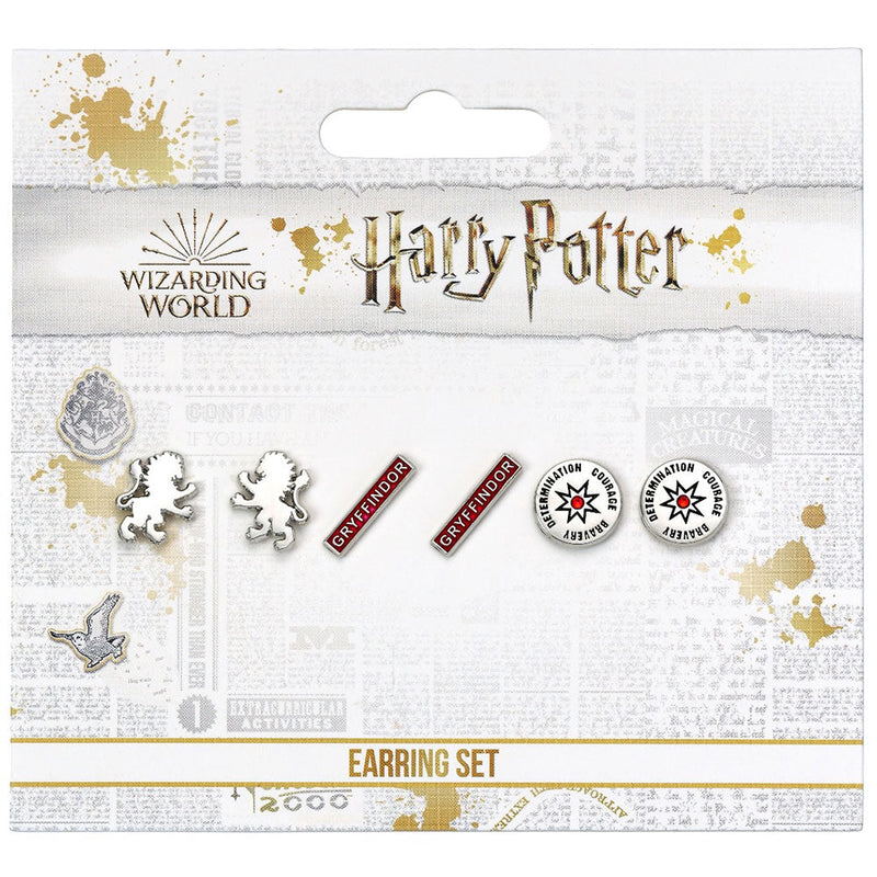 Harry Potter Silver Plated Earring Set Gryffindor, rear view