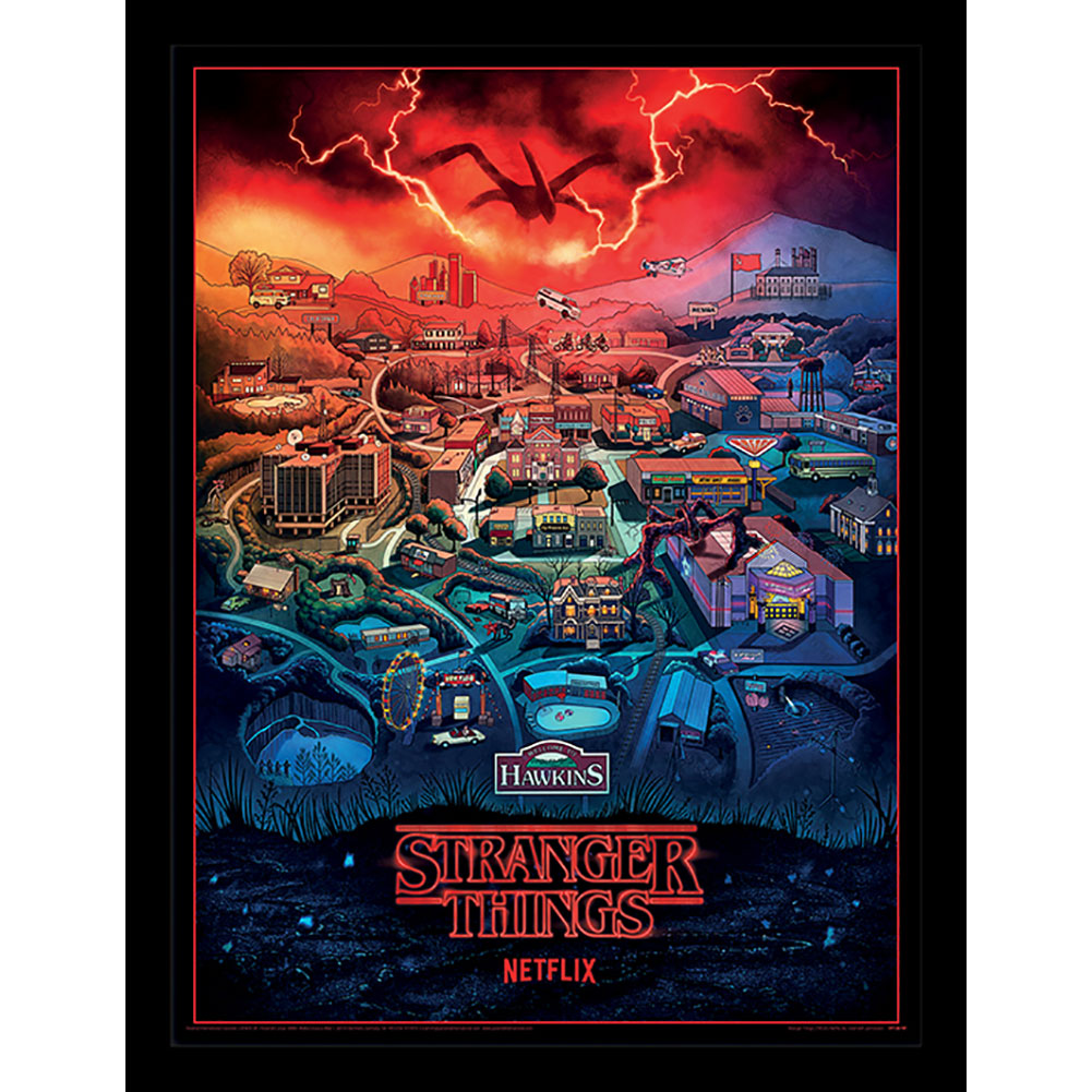 Stranger Things 16 x 12 Hawkins Framed Picture