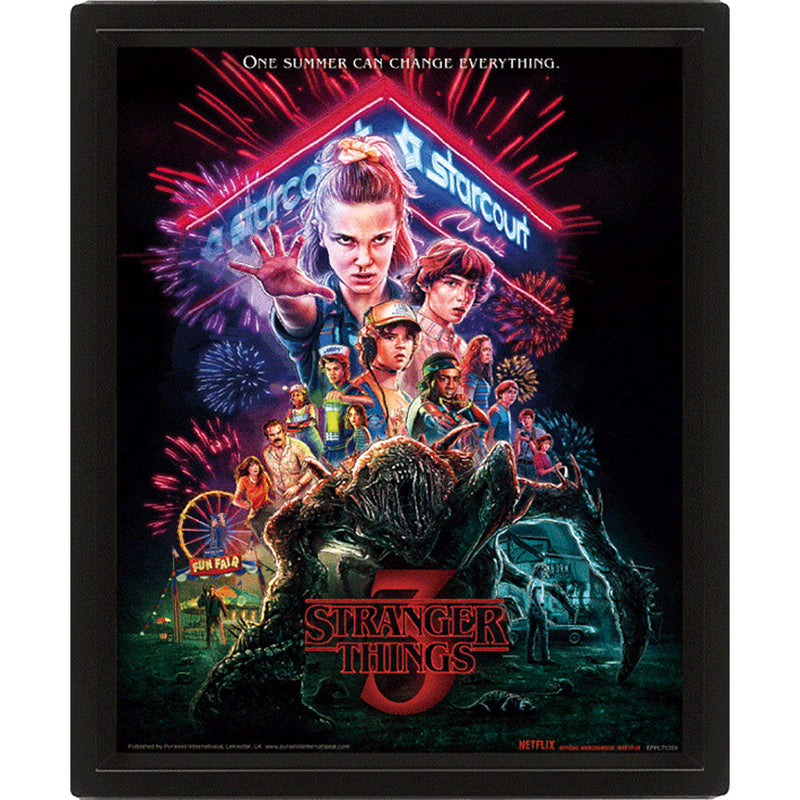 Stranger Things Summer Of 85 Framed 3D Picture, side angle