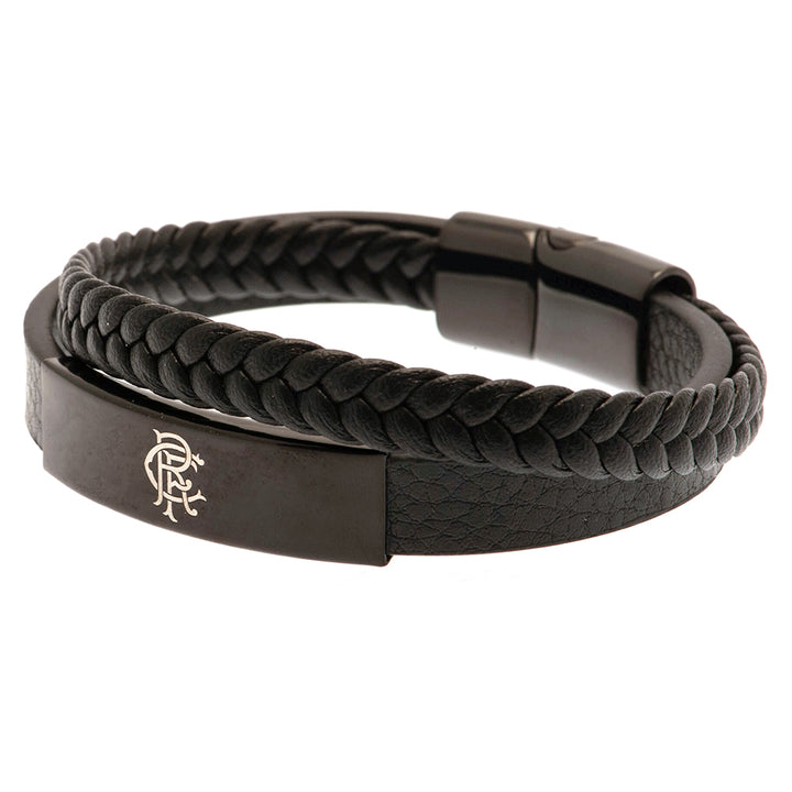 Rangers FC Black Leather Bracelet