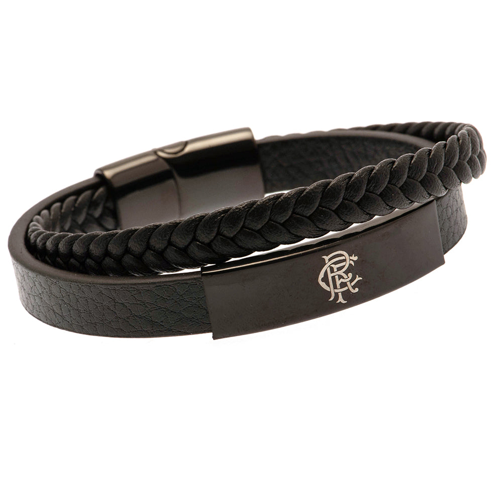 Rangers FC Black Leather Bracelet