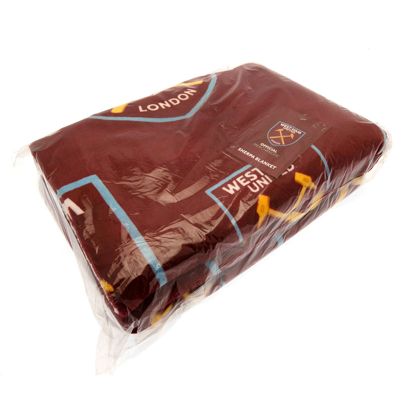 West Ham United FC Sherpa Fleece Blanket, side angle