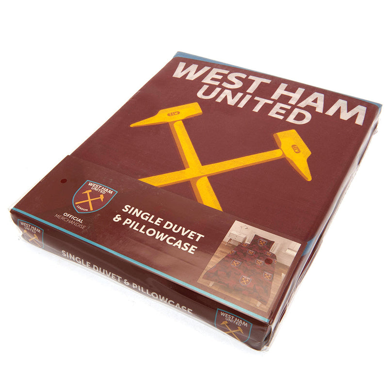 West Ham United FC Player Camo Single Duvet Set, side angle
